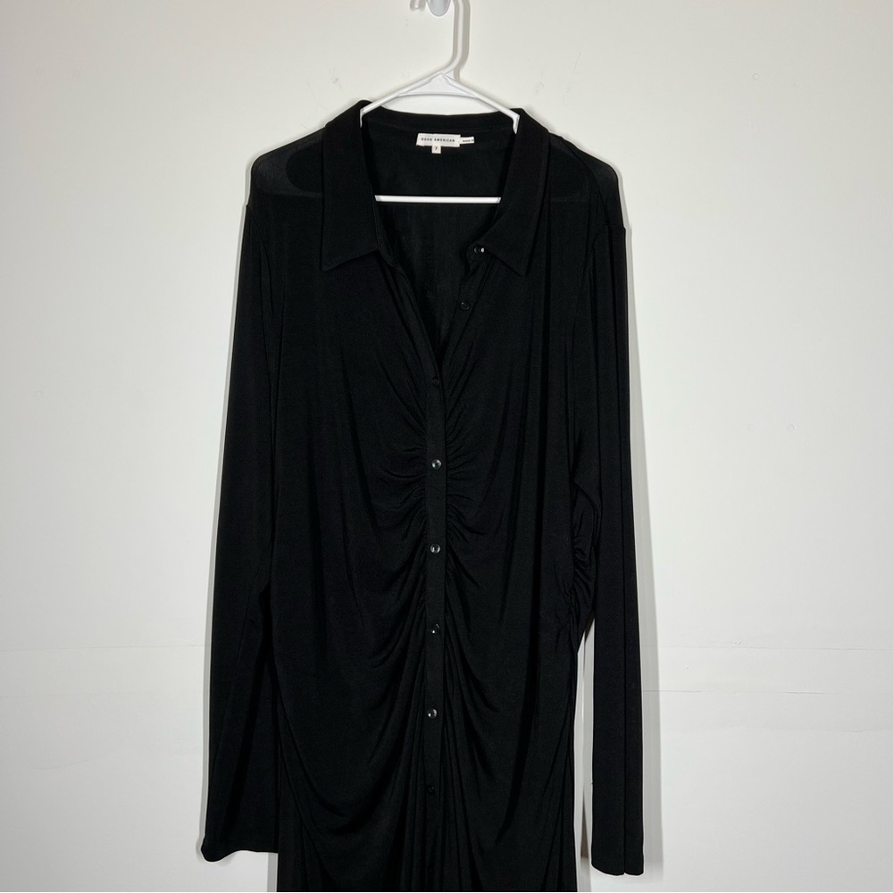 GOOD AMERICAN Black Button-Down Midi Dress - Picture 6 of 11